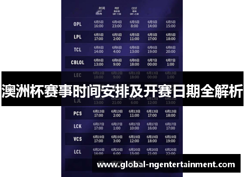 澳洲杯赛事时间安排及开赛日期全解析